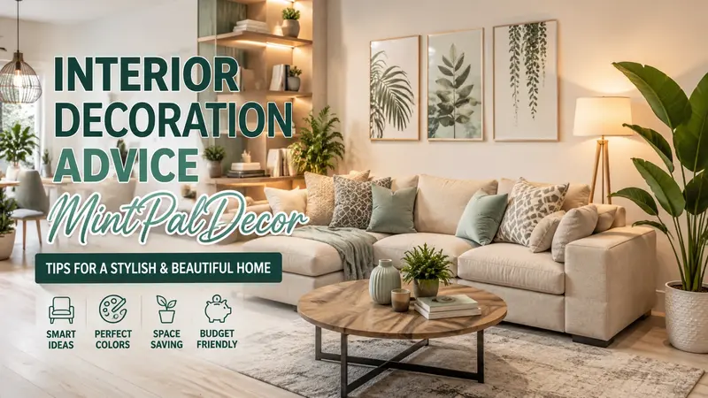 Interior decoration advice mintpaldecor featuring a modern living room with elegant furniture, neutral colors, stylish lighting, indoor plants, and contemporary home décor.