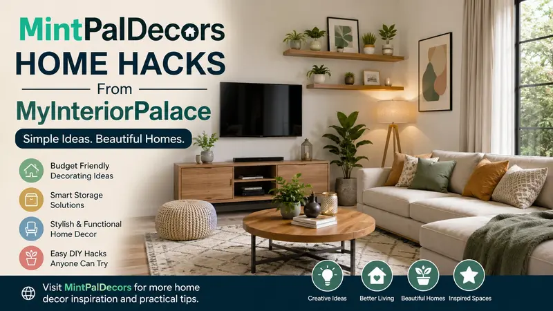 Modern living room featuring mintpaldecor home hacks from myinteriorpalace with smart storage and elegant home décor.